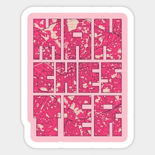 Manchester, England City Map Typography - Blossom Sticker